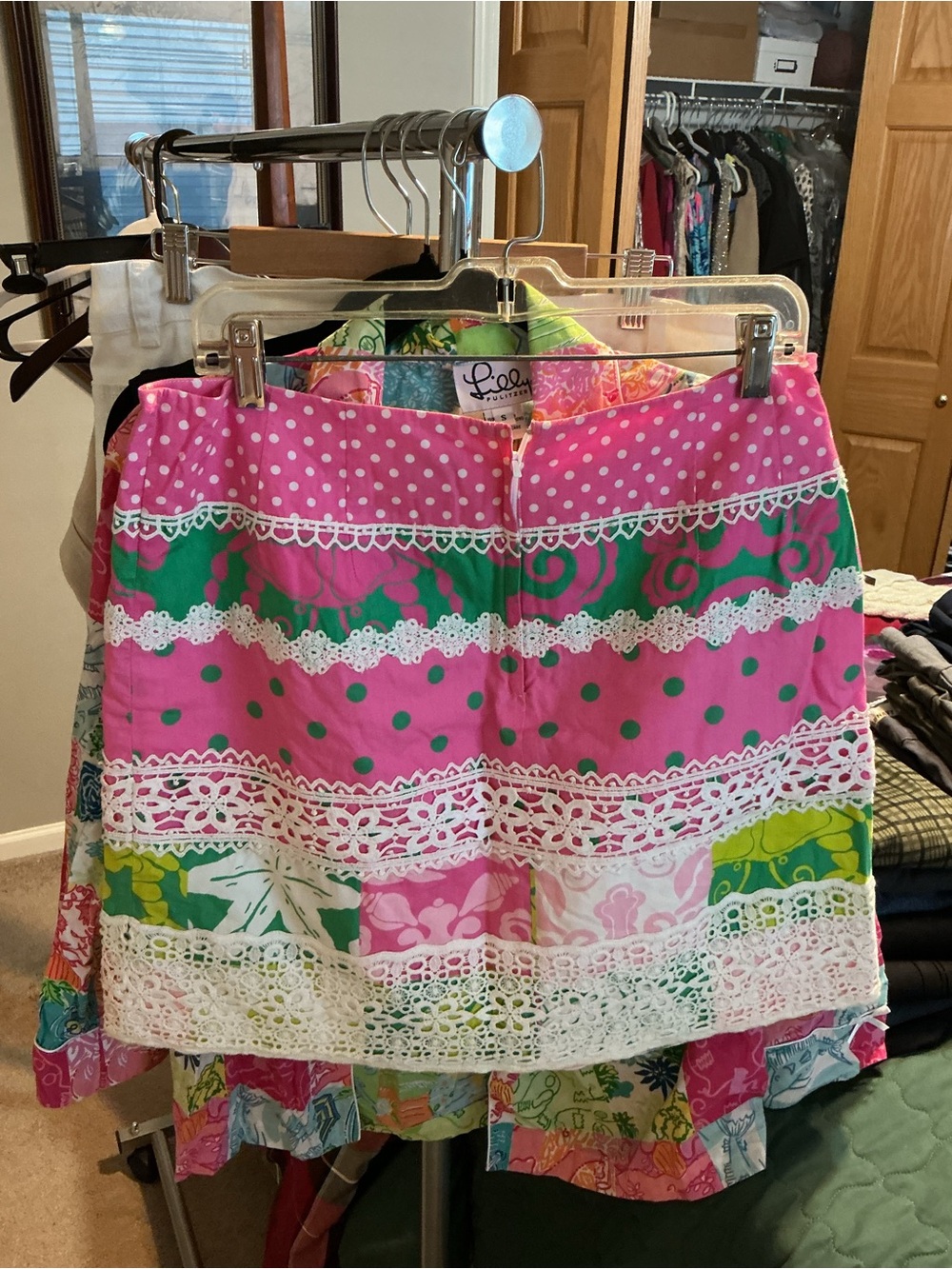 Lilly Pulitzer Pink and Green Patchwork Lace-Trim Mini Skirt - Picture 4 of 4